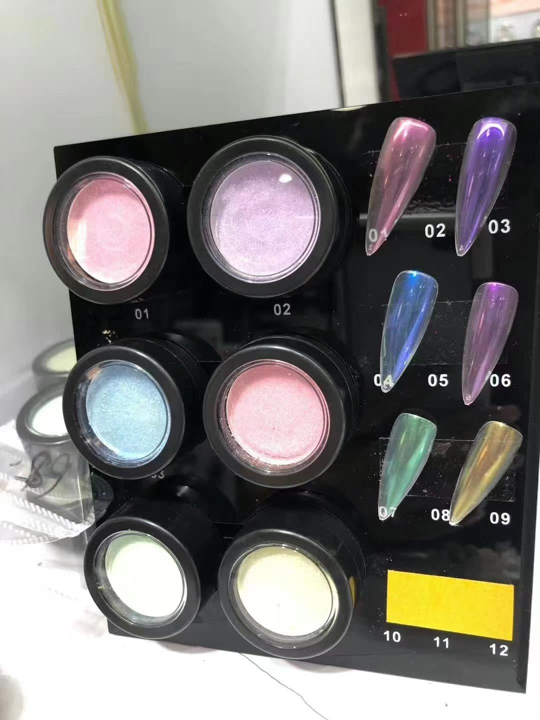 Set de 6 pigments chromes holographiques