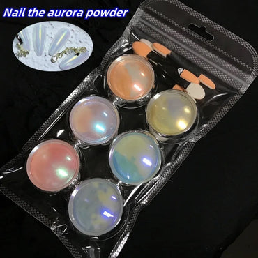 Set de 6 pigments chromes holographiques