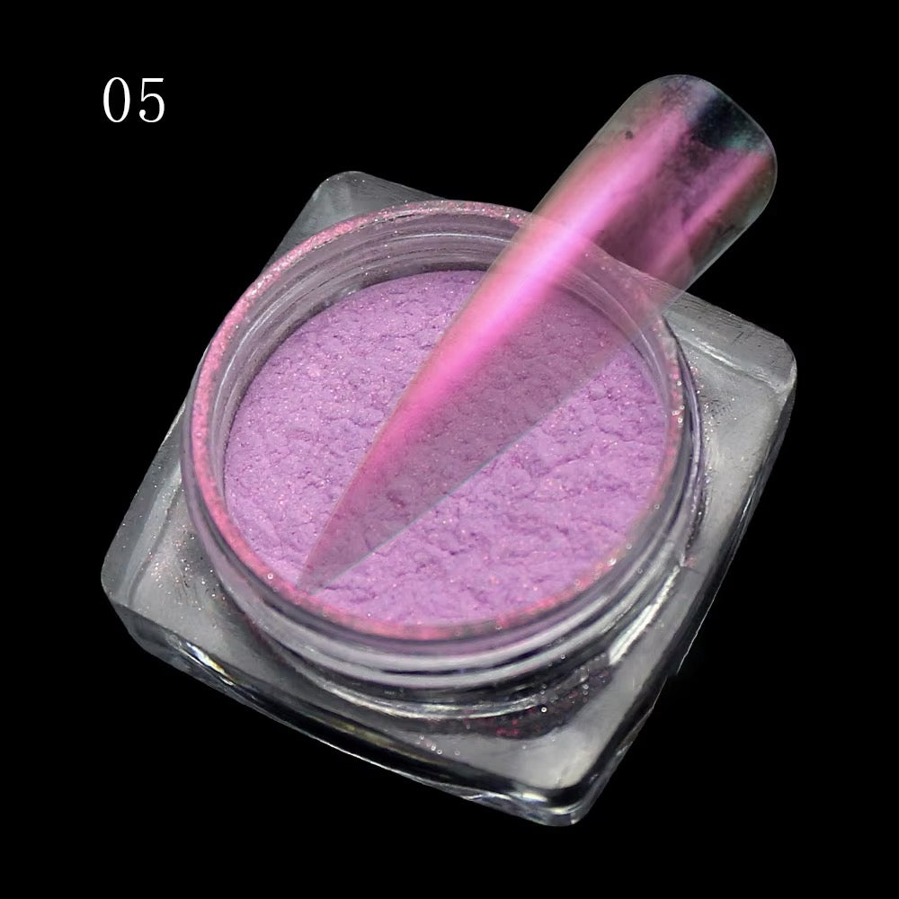 Set de 6 pigments chromes holographiques