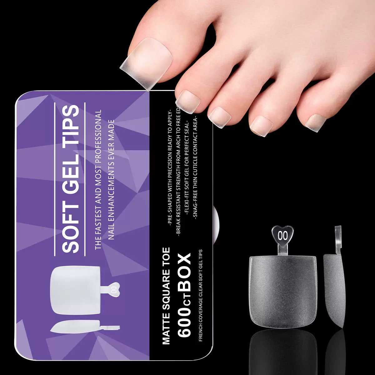 Capsules pieds matte transparentes (600pcs)