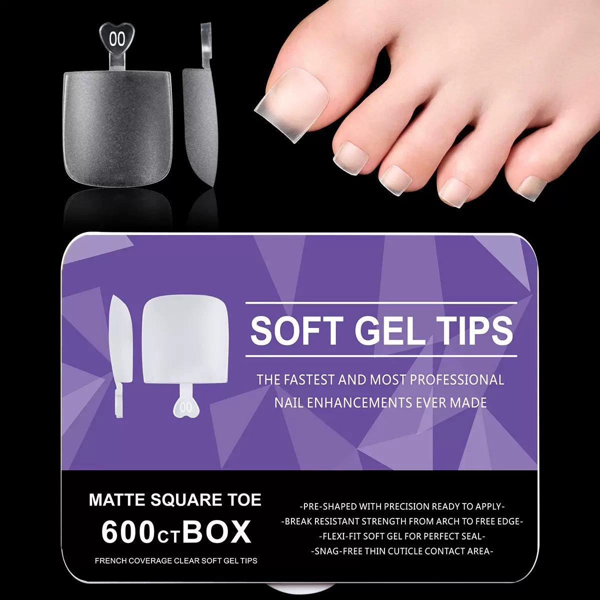 Capsules pieds matte transparentes (600pcs)
