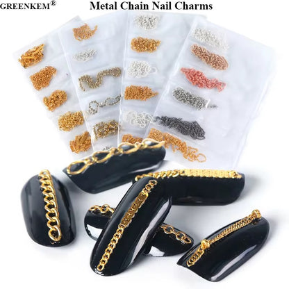Assortiment de Chaînes Métalliques pour Nail Art – Effet Bijou & Rock Luxury