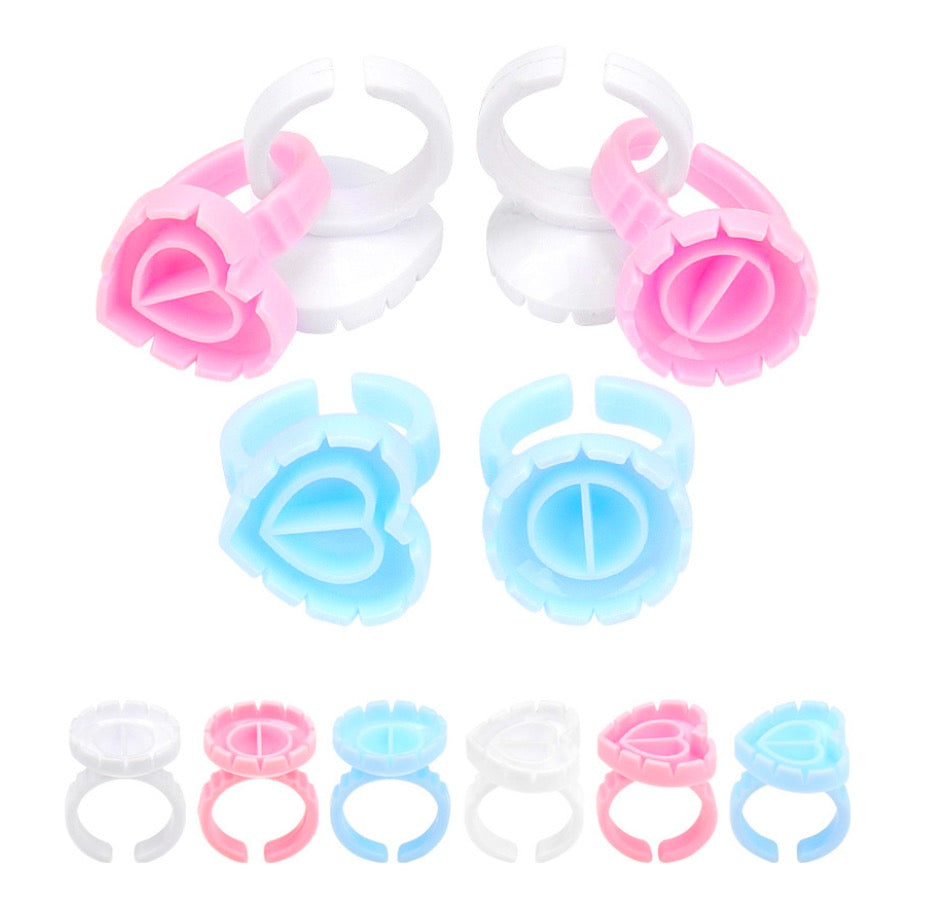 Bagues pour Colle Extension De Cils - Forme de cœur crantée