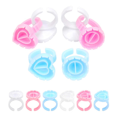 Bagues pour Colle Extension De Cils - Forme de cœur crantée
