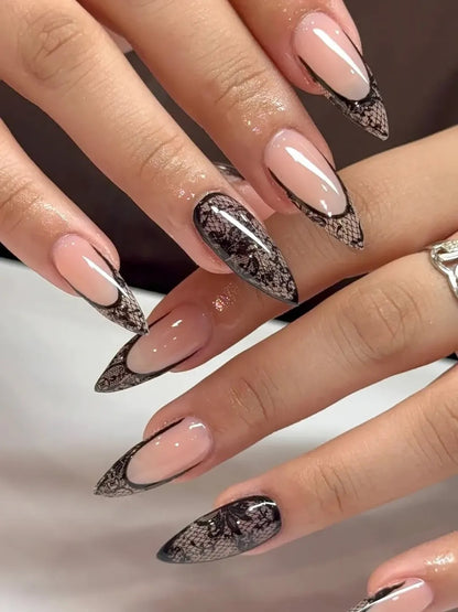 Coffret de Foils de Transfert Nail Art – Motifs Dentelle Noire & Blanche